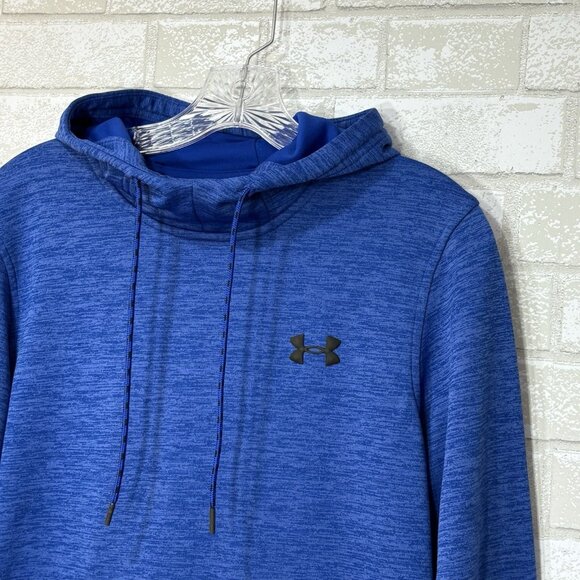 Under Armour Blue Hoodie Mens Small Hooded Sweatshirt Logo Drawstring Athleisure - Picture 4 of 5
